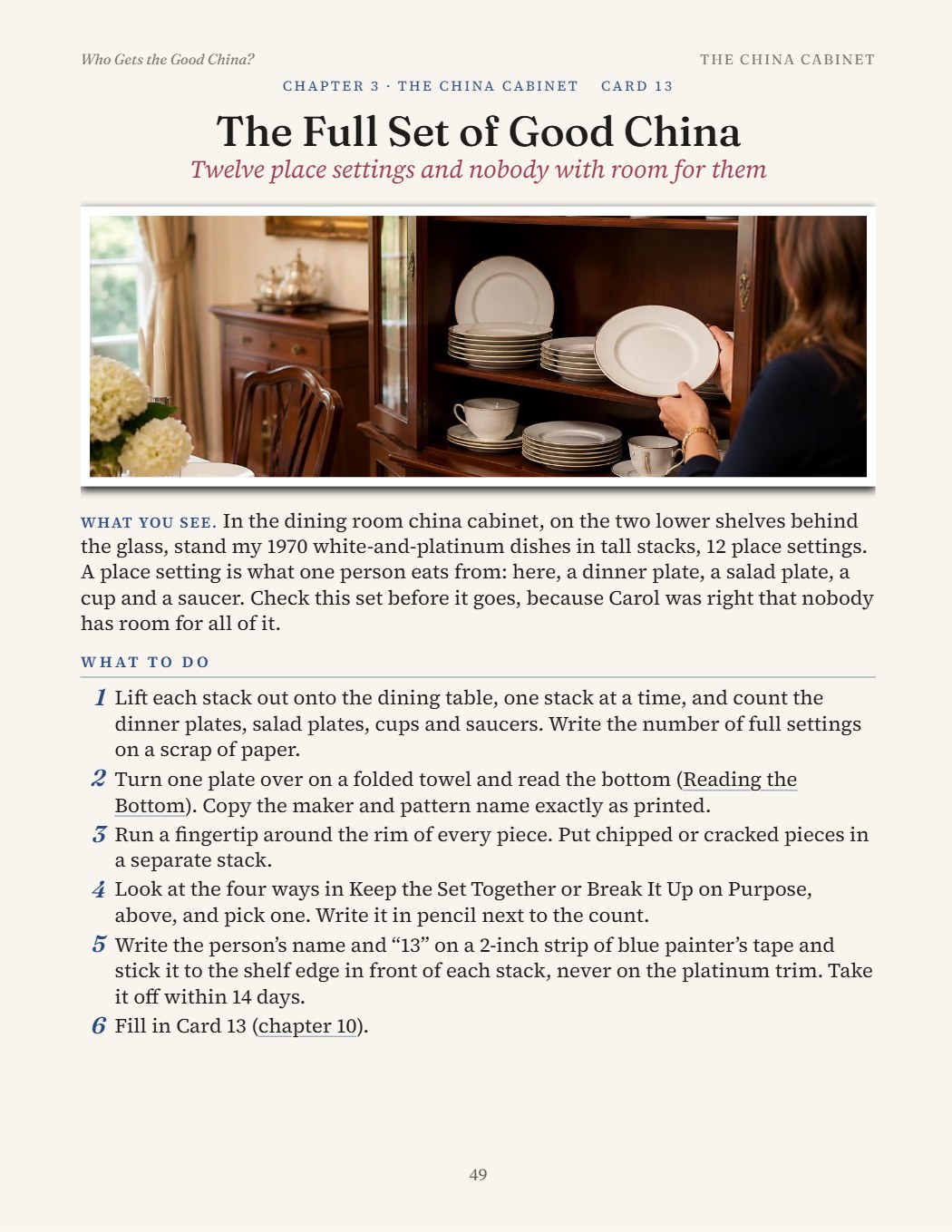 Book page 49: Twelve place settings and nobody with room